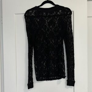 H&M Black Lace Long Sleeve Blouse